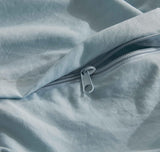 Vintage Washed Microfibre Quilt Cover Set (Blue, Single)