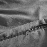 CleverPolly Vintage Washed Microfibre Quilt Cover Set (2Pcs) - Grey - Single Size