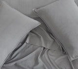 CleverPolly Vintage Washed Microfibre Quilt Cover Set (2Pcs) - Grey - Single Size