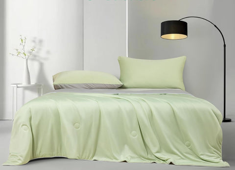 Ice Cooling Reversible Comforter/Blanket/Quilt - Orange and Blue, Single/Double - Soft Lightweight Breathable for Hot Weather - Emphasizing Comfort, Cooling, and Suitability for Hot Weather