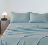 Vintage Washed Microfibre Sheet Set (Blue, Single)