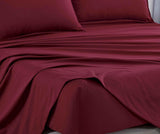 Vintage Washed Microfibre Sheet Set (Burgundy, Single)