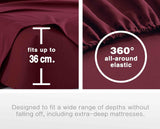 Vintage Washed Microfibre Sheet Set (Burgundy, Single)