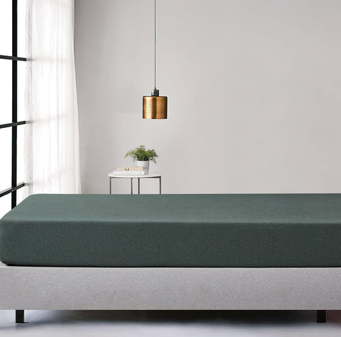 Gioia Casa 100% Jersey Cotton Soft Stretchy Breathable Fitted Sheet - Forest Green - Double Size