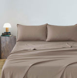 Vintage Washed Microfibre Sheet Set (Truffle, Double)