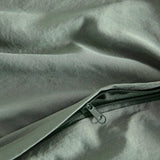 CleverPolly Vintage Washed Microfibre Quilt Cover Set (3Pcs) - Khaki Green - Queen Size