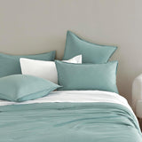 CleverPolly Vintage Washed Microfibre Quilt Cover Set (3Pcs) - Seafoam - Queen Size