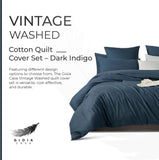 Gioia Casa 100% (3Pcs) Cotton Vintage Washed Bed Quilt Cover Set - Dark Indigo - Queen Size