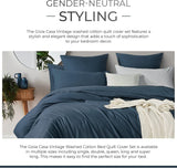 Gioia Casa 100% (3Pcs) Cotton Vintage Washed Bed Quilt Cover Set - Dark Indigo - Queen Size