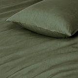 Gioia Casa 100% (3Pcs) Cotton Vintage Washed Bed Quilt Cover Set - Khaki Green - Queen Size
