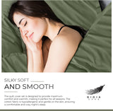 Gioia Casa 100% (3Pcs) Cotton Vintage Washed Bed Quilt Cover Set - Khaki Green - Queen Size