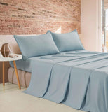 Vintage Washed Microfibre Sheet Set (Blue, Queen)