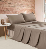 Vintage Washed Microfibre Sheet Set (Truffle, King)