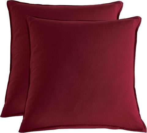 Twin Pack Vintage Washed Microfibre European Pillowcase (Burgundy, Square)