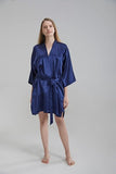 Silk Robe - Navy Blue, One Size - Luxurious Lightweight Satin Gown, Soft & Breathable Loungewear - Premium Comfort & Timeless Elegance with Every Wear