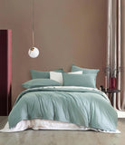 CleverPolly Vintage Washed Microfibre Quilt Cover Set (3Pcs) - Seafoam - Super King Size