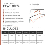 Gioia Casa 100% Cotton Vintage Washed Bed Quilt Cover Set (3Pcs) - Brick - Super King Size