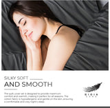 Gioia Casa 100% Cotton Vintage Washed Bed Quilt Cover Set (3Pcs) - Charcoal - Super King Size