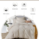 Gioia Casa 100% (3Pcs) Cotton Vintage Washed Bed Quilt Cover Set - Natural - Super King Size