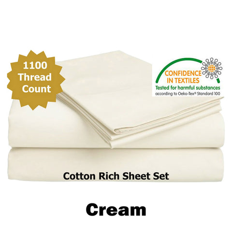 Luxury Living 1100TC Cotton Rich Sheet Set Cream King In Australia - Darrahopens