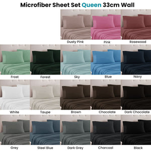 Art Terrace Microfiber Sheet Set Queen 33cm Wall Dark Grey