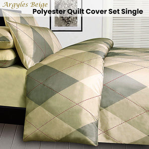 Big Sleep Argyles Beige Quilt Cover Set Single
