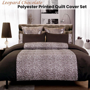 Big Sleep Leopard Chocolate Quilt Cover Set Single