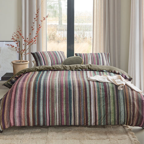 Bedding House Roman Multi Cotton Stripe Quilt Cover Set King