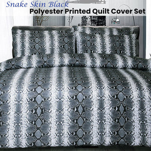 Big Sleep Snake Skin Black Quilt Cover Set Double