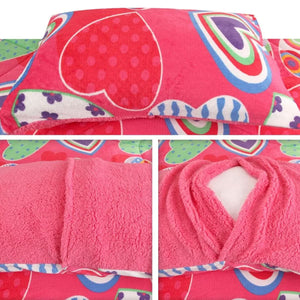 Ramesses Pink Heart Printed Sherpa Flannel Fleece Reversible Blanket Set Single/Double