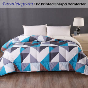 Ramesses Parallelogram 1 Pc Printed Sherpa Comforter King