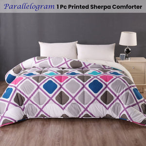 Ramesses Square 1 Pc Printed Sherpa Comforter Queen