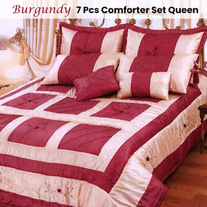 Ramesses Burgundy 7 Pcs Comforter Set Queen