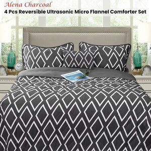 Ramesses Alena Charcoal 4 Pcs Ultrasonic Comforter Set Queen