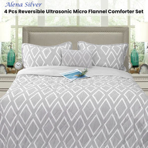 Ramesses Alena Silver 4 Pcs Ultrasonic Comforter Set Queen