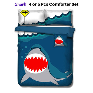 Ramesses Navy Shark Kids Advventure 5 Pcs Comforter Set Double