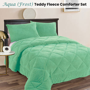 Ramesses Teddy Fleece 3 Pcs Comforter Set Aqua (Frost) King