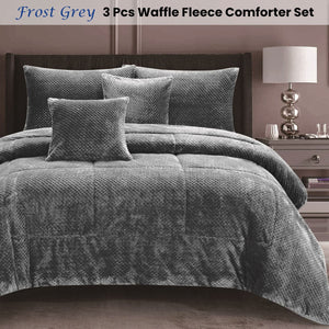 Ramesses Waffle Fleece Frost Grey 3 Pcs Comforter Set Double