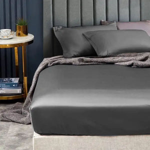 Ramesses 1500TC Elite Egyptian Cotton Sateen Fitted Sheet Combo Set Charcoal Double