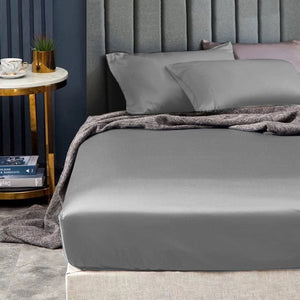 Ramesses 1500TC Elite Egyptian Cotton Sateen Fitted Sheet Combo Set Grey King