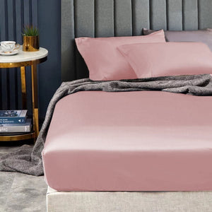 Ramesses 1500TC Elite Egyptian Cotton Sateen Fitted Sheet Combo Set Rose Pink Single