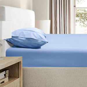 Ramesses 2000TC Bamboo Embossed Fitted Sheet Combo Set Mid Blue Double