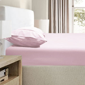 Ramesses 2000TC Bamboo Embossed Fitted Sheet Combo Set Pink Single