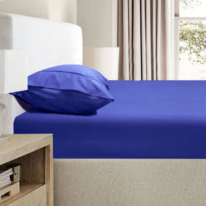 Ramesses 2000TC Bamboo Embossed Fitted Sheet Combo Set Royal Blue Single