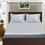 Ramesses Casablanca Satin Fitted Sheet Combo Set Silver King