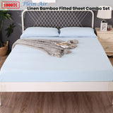 Ramesses 1000TC Linen Bamboo Fitted Sheet Combo Set Plein Air Double