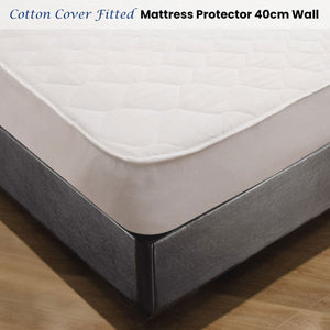 Shangri LaCotton Cover Fitted Mattress Protector King Single