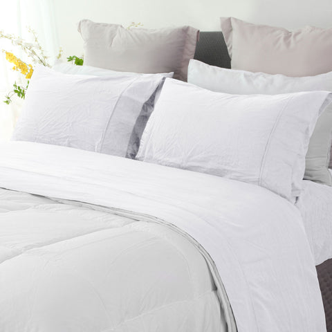Ramesses White Pebble Wash Linen Look Alternative Sheet Set Single