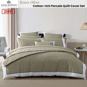 Logan and Mason Essex Olive Cotton-rich Percale Print Quilt Cover Set King
