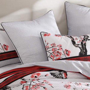 Logan and Mason Kyushu Red Cotton-rich Percale Print Quilt Cover Set Queen